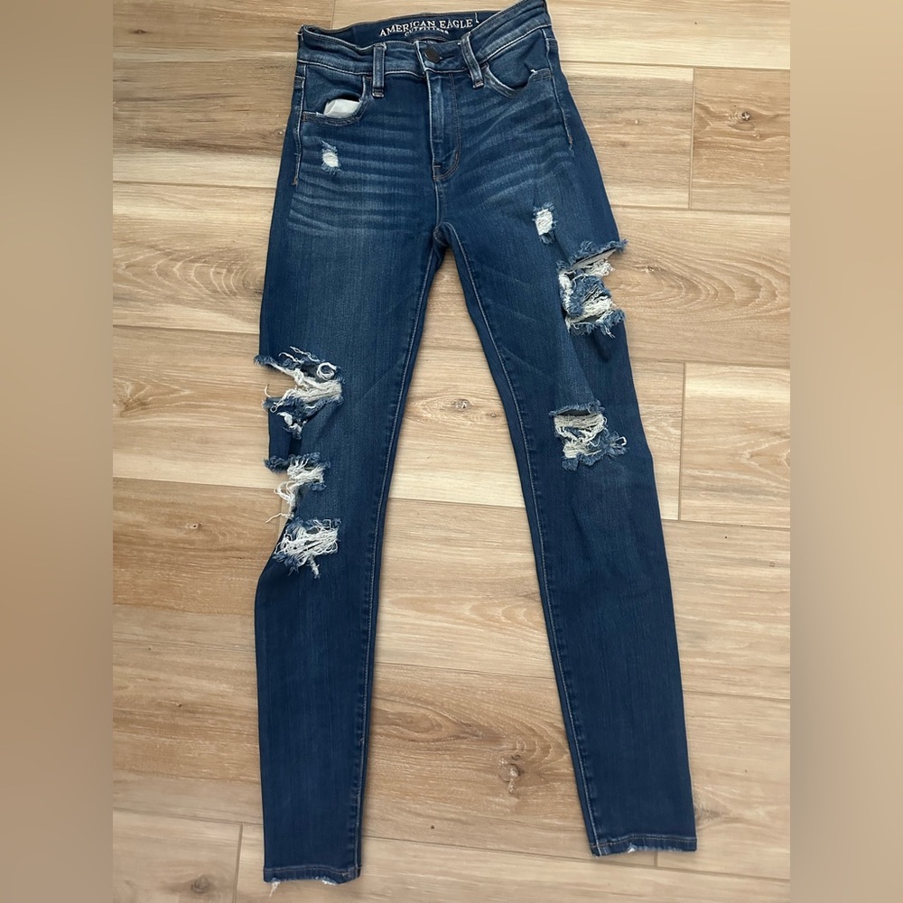 American Eagle HiRise Jeggings Distressed 0R